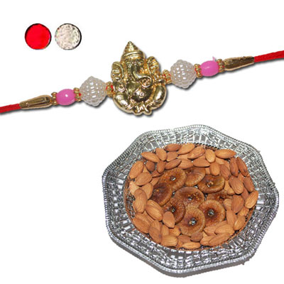 "Rakhi - FR- 8340 A (Single Rakhi),  Dryfruit Thali - RD900 (ED) - Click here to View more details about this Product